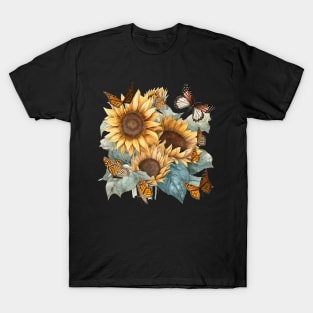 Butterflies Sunflower T-Shirt